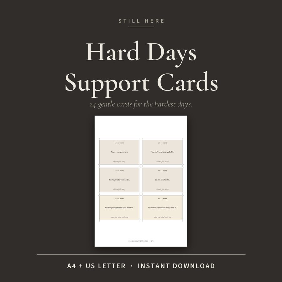 Cancer Support Cards Printable — Hard Days Support Cards, 24 gentle cards