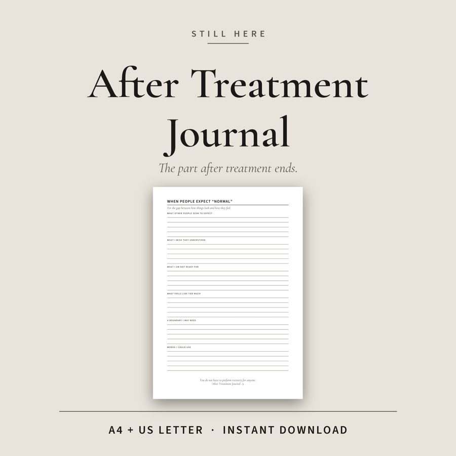 After Cancer Treatment Journal Printable cover — post-treatment recovery and survivorship journal