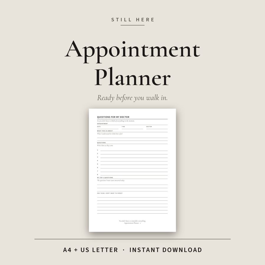 Doctor Appointment Planner Printable cover — questions for doctor and oncology visit notes