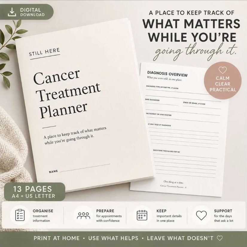 Cancer Treatment Planner Printable cover, Still Here Press