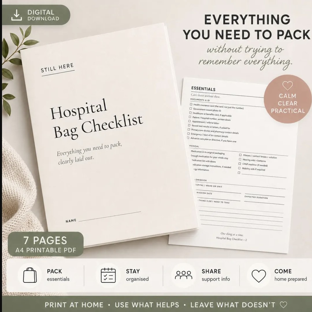 Hospital Bag Checklist Printable cover — calm, clear packing guide